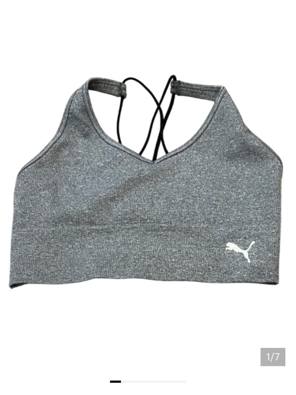 Puma Heather Gray Sports Top Size Medium Strappy Crisscross Back No Pads
